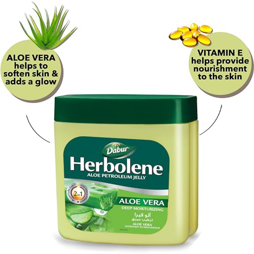Dabur Herbolene Aloe Vera Petroleum Jelly (425 + 115 ml Free) | Enriched with Aloe Vera and Vitamin E | For Dry and Rough Skin or Chapped Lips | Value Pack