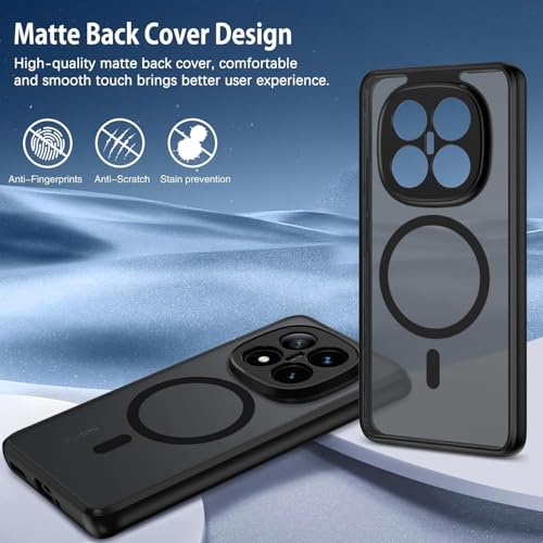 For Xiaomi Redmi Note 14 Pro Plus 5G Magnetic Case, Compatible with MagSafe, TPU+PC Shockproof Matte Skin Feel Mobile Phone Back Cover, Anti-fingerprint Slim Fit Protective Casing
