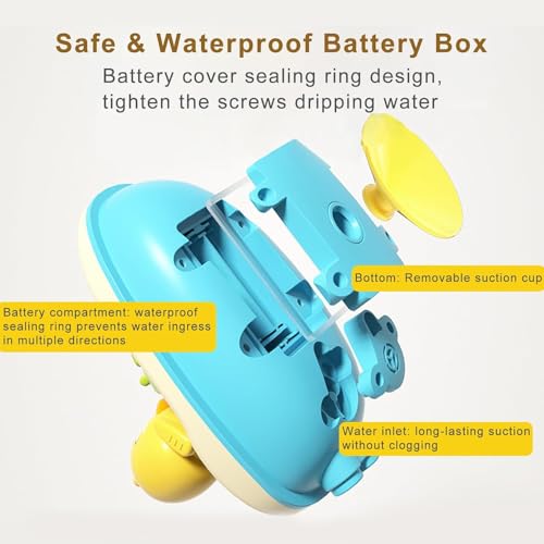 AMERTEER Baby Bath Toy for Toddlers with Cute Duck Design, Electric Spray Bathtub Toy with 3 Spraying Ducks & 1 Shower Head, Floating Boat Bath Toy for Sensory Development, 2-5 Years Old