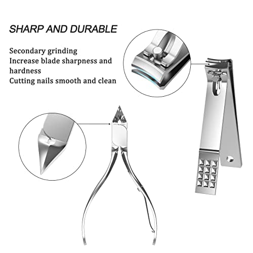 Tseoa Manicure, Pedicure Kit, Nail Clippers Set of 12Pcs, Professional Grooming Kit, Nail Tools with Luxurious Travel Case
