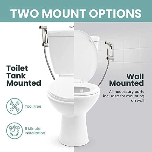 Tepengdie Handheld Bidet Sprayer Kit - Stainless Steel Shattaf With 1.5m Hose, Shower Head, Hands Free Spray Attachment for Toilet and Kitchen Cleaning