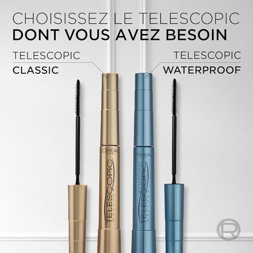 L'OREAL PARiS Telescopic Mascara Magnetic Black, Precise Application for Up to 60 Percent Longer Looking Lashes