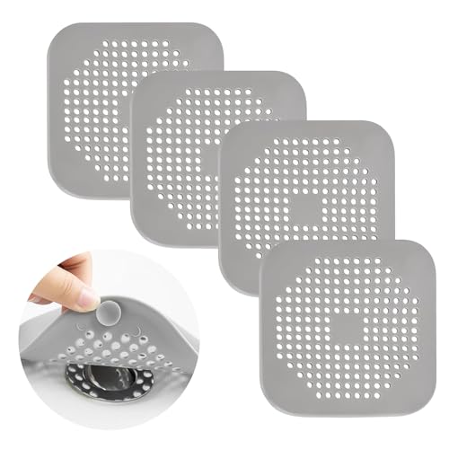 ZUERST 4-Pack Floor Drain Cover. Anti-smell,Hair Catcher, Insect-proof. Shower Drain Stopper for Bathroom, Laundry, Kitchen, Garden.etc