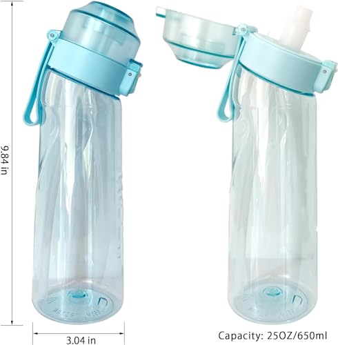 Oasisgalore Air Flavoured Water Bottle, Water Bottle with Flavoured Pods for Kids Adult Sports (Blue)