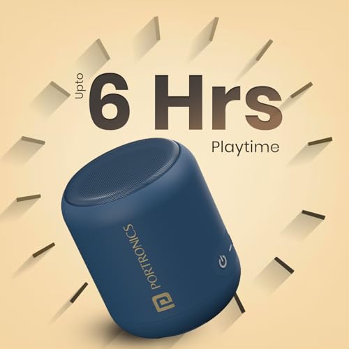 Portronics SoundDrum 1 10W TWS Portable Bluetooth 5.3 Speaker with Powerful Bass, Type C Charging Cable Included(Blue)