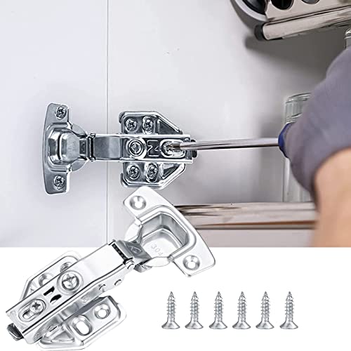 4 Pcs Kitchen Units Door Hinges, Soft Close Cupboard Wardrobe Door Hinges, Folding Doors Hinge with Screws, Full Overlay Mute Cabinet Hinges