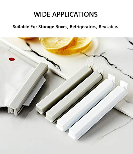 ZUFECY 10 Pcs Plastic Sealing Clips, Bag Sealing Clip for Snacks, Chip Bags and Kitchen Food Storage Bag, 4 inches, Pure White