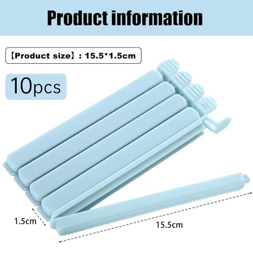 10 Pieces Food Bag Clips, Storage Plastic Kitchen Snack Sealing Colorful Home Travel Camping (Green+Blue)