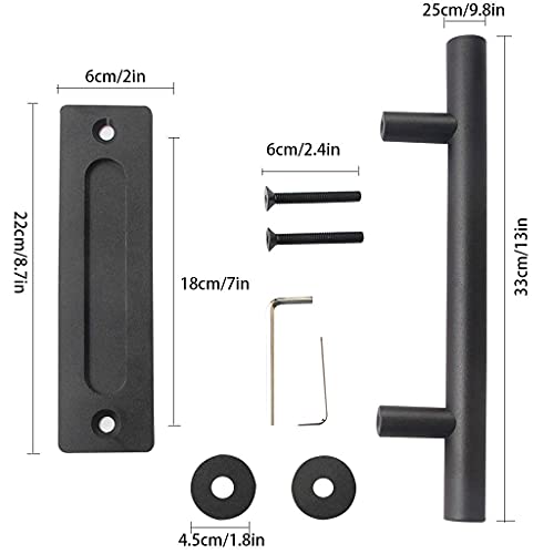 MAKINGTEC Sliding Door Handle, Heavy Duty Barn Door Handle Stainless Pull Hardware Set Hardware Handle for Closet Home Black Door Handles