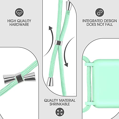 KASTWAVE 6.1 inch Crossbody Case Compatible with iPhone 12/12 Pro, Mint Green, Scratch Resistant and Bumps TPU Material Phone Mobile Cover Neck Cord Lanyard Strap