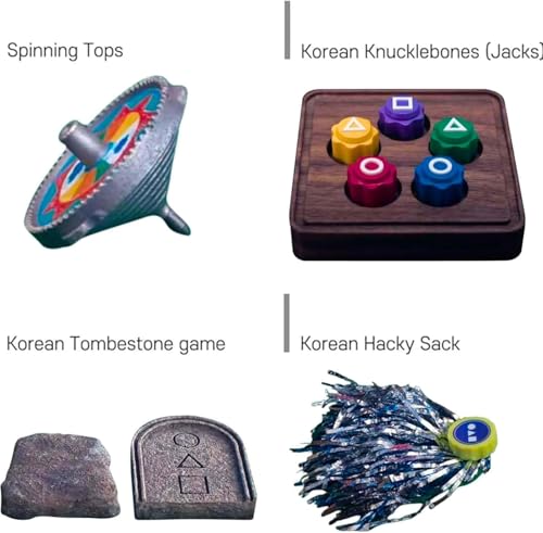 Korean Folk Game Set – Traditional Korean Play Games including Jebi Chagi, Gonggi, Biseokchigi, Paeng-i, and Ddakji. Perfect for Family Travel and Fun