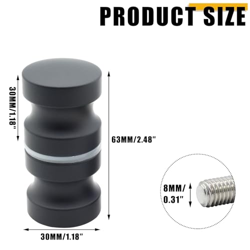 2 Pack Shower Glass Door Handle, Stainless Steel Shower Doors Knob Double Sided Pull Hardware for Bathroom Glass Doors (Black)