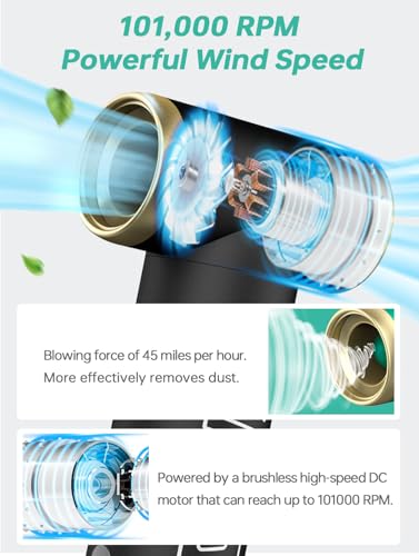 KiCA JETFAN 2.0 Electric Air Duster Fan Multipurpose Fan for Computer Keyboard Electronics Cleaning, Outdoor Hiking, Air Cushion Inflation, BBQ, 101000 RPM and Aluminum Material