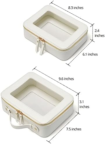 Small Cosmetic Bag for Purse Mini Makeup Bag for School Cute Clear Make Up Pouch for Travel Tiny Leather White Make Up Organizer Case for Backpack Toiletry Bag Waterproof Square Pouch with Zipper