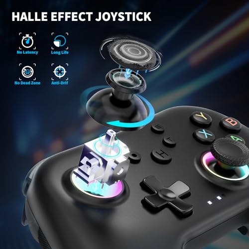 AceGamer Aurora 2.4G Wireless Bluetooth Controller for Windows PC/Switch/Stem/iOS/Androidï¼ŒGamepad PC Joystick with Hall Effect Joystick, Programmable Back Button, Linear Resonant Actuator (black)