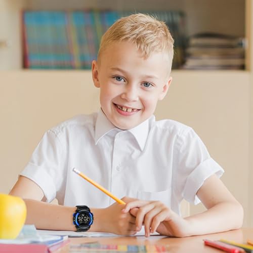 Azonee Kids Watch, Boys Watch for 3-15 Year Old Boys, Digital Sport Outdoor Multifunctional Chronograph LED 50 M Waterproof Alarm Calendar Analog Watch for Children with Silicone Band, Kids Gift