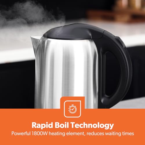 Geepas Stainless Steel Electric Kettle With Auto Shutt off and Boil Dry Protection 2 L 1800 W GK5466 Silver/Black