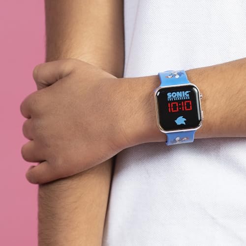 Sega Sonic the Hedgehog Blue LED Watch with Printed Silicone Strap SNC4137 - One Size