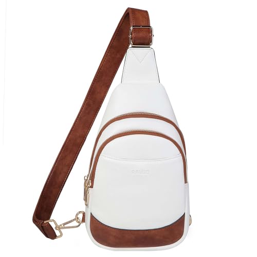 RAVUO Sling Bag for Women, Water Resistant Small Crossbody Chest Bag Trendy with Adjustable Strap Faux Leather Fanny Pack Backpack for Travel Sport Hiking