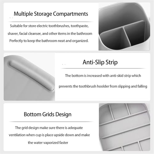 Azonee Toothbrush Holder for Bathroom, Bathroom Organizer Storage Set with 2 Cups, Kids Electric Toothbrush Holder, Bathroom Accessories Storage for Toothpaste Razor (White)