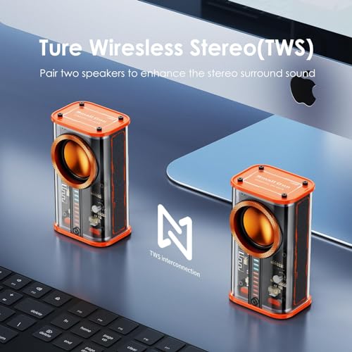 Transparent Wireless Bluetooth Speaker, Portable Mini Speaker, with Led Colorful Lights Stereo Sound Tws Small Speakers for Office, Party Camping, Shower, Home, Travel, for Any Anniversary(1 Pack)