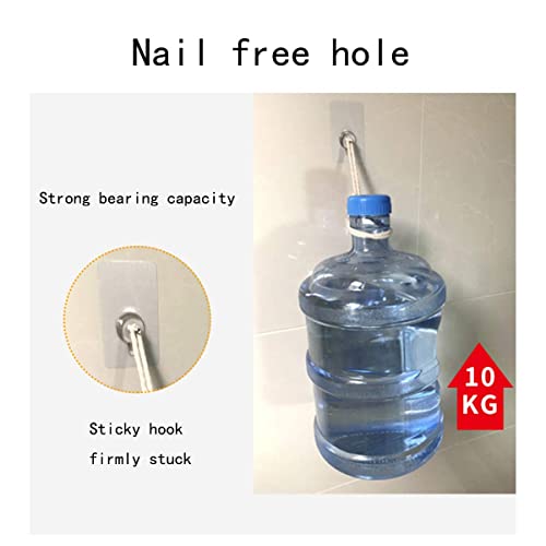 Rethan Adhesive Wall Hooks, 8pcs Heavy Duty Wall Hooks Self Adhesive Hook Strong Nail Transparent Screw Holder Self-Sticking Wall Hooks for Bathroom Kitchen Wall Hanging Ceiling, Screw Net Length 8mm