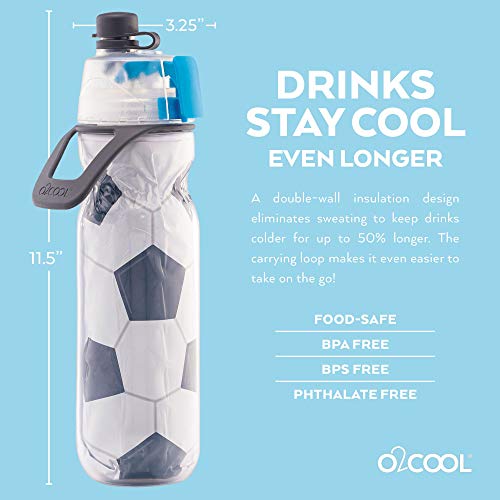 O2COOL Mist N' Sip Insulated Water Bottle - 20 oz, Raspberry Ombre Color | 2-in-1 Function, Double-Wall Insulation, BPA-Free | Perfect for Sports, Cycling & Outdoor Activities