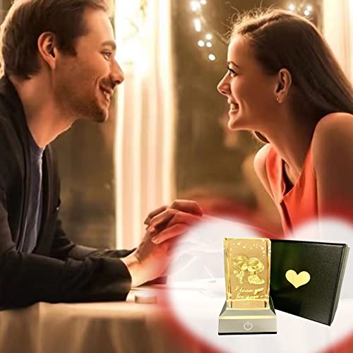 Trcousoa 3D Sweetheart Crystal Multicolor Night Light Mood Light,I Love You Gifts Ideas for Girlfriend Wife Mum Her Women, Christmas Anniversary Valentines Birthday Wedding Unique Special Presents