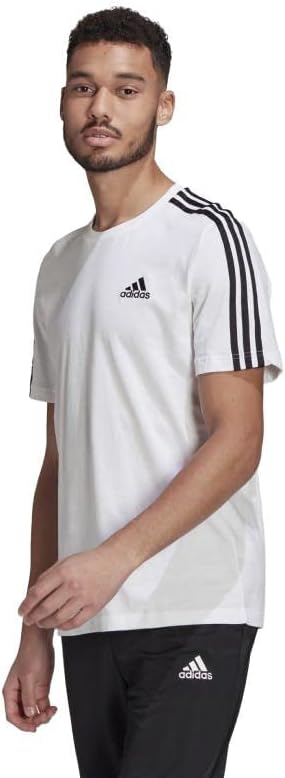 mens Essentials 3-Stripes Sport Tops - White/Black