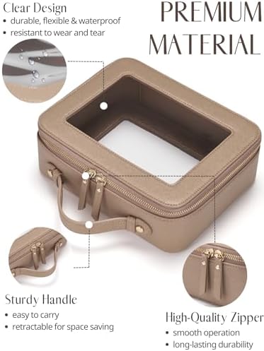 Small Cosmetic Bag for Purse Mini Makeup Bag for School Cute Clear Make Up Pouch for Travel Tiny Leather White Make Up Organizer Case for Backpack Toiletry Bag Waterproof Square Pouch with Zipper