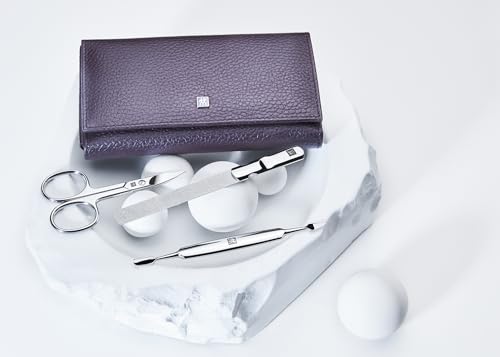 Zwilling Classic Inox 7pc manicure set. Black. Polished Stainless Steel. Set includes nail clipper, nipper, file, pointed & slant tweezers, 2-in-1 combo nail & cuticle scissors, 2-in-1 manicure tool.