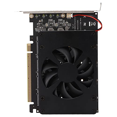Bewinner M.2 NVME to PCIE Adapter, Adapter Card NVME M.2 to PCIE X16 4 Ports 32Gbps Expansion Card Computer Accessories with Enhanced Cooling Fan