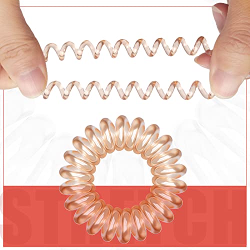 JINAVER Spiral Hair Ties, 9pcs Browr Coil Hair Ties for Women, Coil Bracelets for Thick Hair, Spiral Bracelet Phone Cord Hair Coils for Hair Ties Spiral