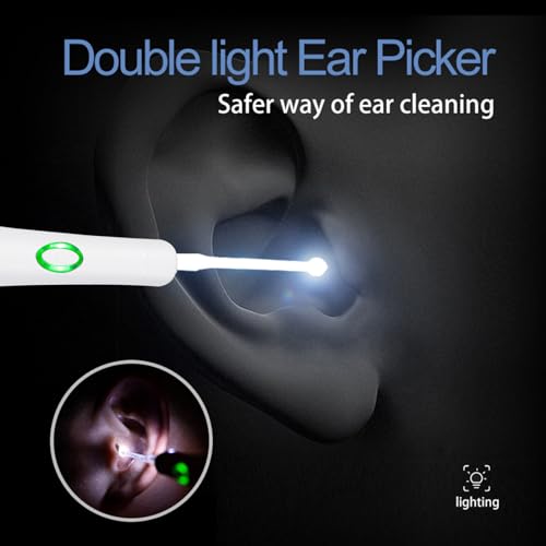 Pepisky Portable Ear Cleaner with LED Light Illuminating Ear Wax Remover Ear Cleaning Tool Earpicks with 4 Replaceable Tips for Ear Canal Cleaning
