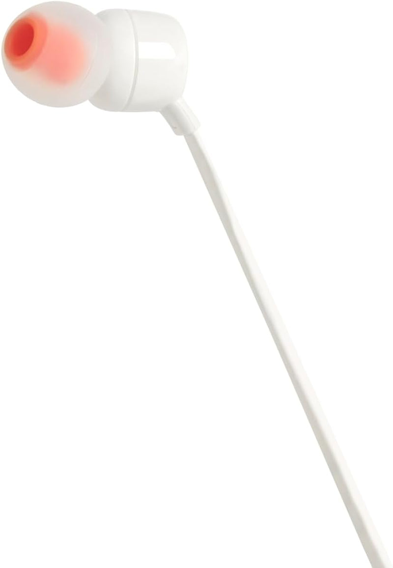JBL Tune 110 Wired In-Ear Headphones, Deep and Powerful Pure Bass Sound, 1-Button Remote/Mic, Tangle-Free Flat Cable, Ultra Comfortable Fit - Black, JBLT110BLK