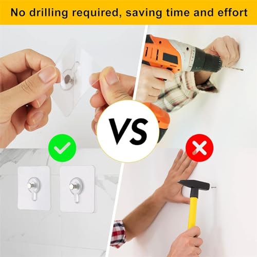GERRIT Picture Hangers, 15pcs Self Adhesive Picture Hangers Hooks Waterproof Adhesive Wall Hooks Wall Picture Hanger Heavy Duty Wall Hangers Without Nails for Hanging for Home Kitchen Bathroom Office