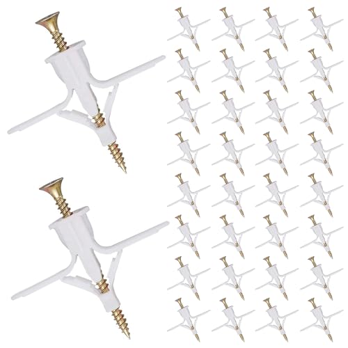 50 Pcs Drywall Anchor kit, Plasterboard Hollow Wall Anchors Expansion Plugs and Stainless Steel Metal Screws,Expansion Tube Pipe for Drywall Curtain Gypsum Board Wall Installation Fastener Hardware