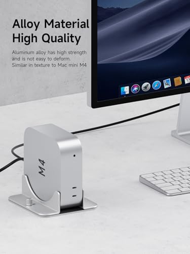 Hagibis Vertical Stand for Mac Mini M4, Aluminum Alloy Laptop Stand Anti-Slip Computer Holder Desktop Stand Compatible with M4 Chip Mac Mini Pro