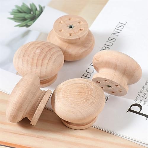 X spring Xspring Wooden Drawer Knobs, 15PCS Drawer Knobs and Pulls Wooden Round Shaped Drawer Handles, Cabinet Pulls and Knobs for Furniture Knobs Cabinets Dresser Handles Hardware (35x30mm)
