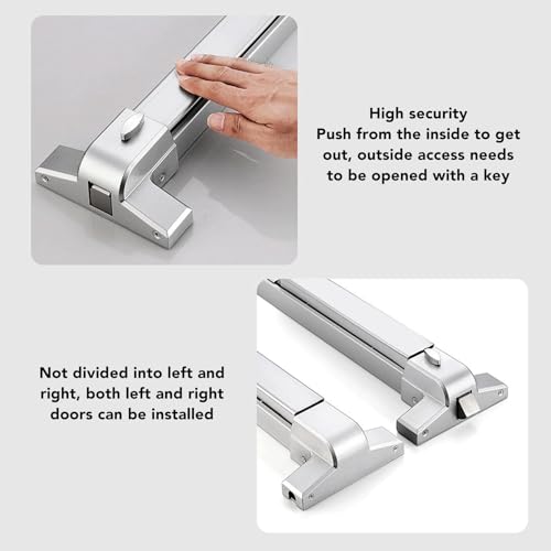 Cryfokt Door Push Bar Panic Exit Device Stainless Steel Commercial Emergency Hardware Double Opening Design for Hotels Schools Hardware Push Bar Panic Exit Device for Wooden Steel Doors
