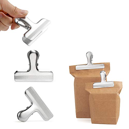 Ayvicco 12 Pack Heavy Duty Chip Bag Clips, 3 Inch Wide Stainless Steel Food Bag Clip, Perfect for Air Tight Seal Grips on Coffee, Food & Bread Bags, Office Kitchen Home Usage (No Sharp Edges)