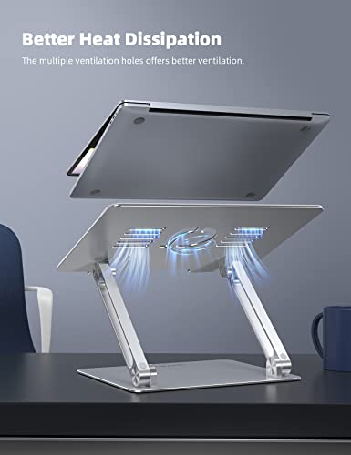 Lamicall Laptop Stand Riser Portable - Foldable Height Adjustable Ergonomic Computer Notebook Stand Holder Lift for Desk, Compatible with MacBook Air Pro, Dell XPS, HP (10-17'') - Silver