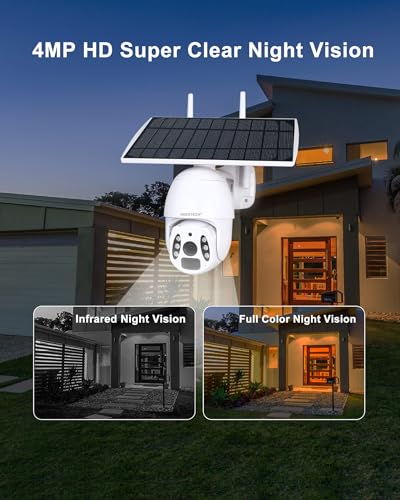 INSEETECH Solar Tuya Smart Camera, 4MP Solar Security Camera Wireless Outdoor with Floodlight, PTZ WiFi Camera for Home Surveillance, 98FT Night Vision, Motion Detection, Waterproof IP66, 2 Way Audio