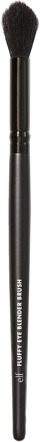 e.l.f. Fluffy Eye Blender Brush, Vegan Makeup Tool, Flawlessly Applies Eyeshadow & Sets Concealer - black / black 1 Count (Pack of 1)