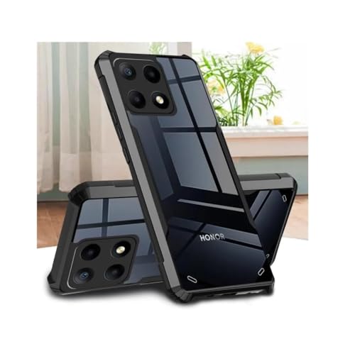 Muzz Honor X7C Case Shockproof Cover 360 Degree Protection Design Best Camera Protection Transparent Hybrid Back Black Bumper Cover Case for Honor X7C 2024
