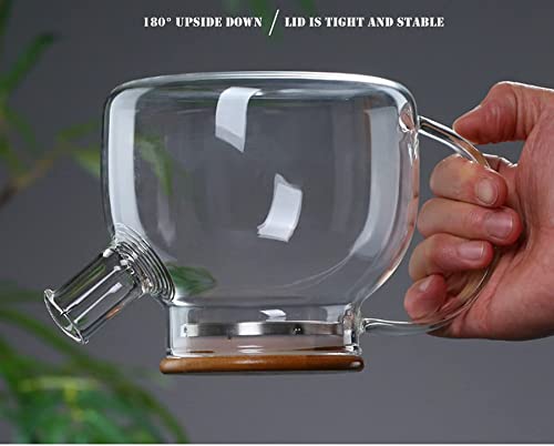 YumLock Glass Teapot with Removable Infuser, Stovetop Safe Teapot for Loose Leaf and Blooming Tea, 1000ML Clear Teapots with Bamboo Lid