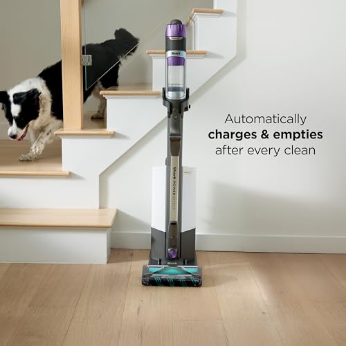 Shark Cordless Vacuum Cleaner with HEPA Filter, PowerDetect Clean & Empty, Powerful Suction, Portable, Rechargeable, Auto-Empty System, Stick Vacuum for Pet Hair, Carpets & Hardfloor Dark Gray, IP3251