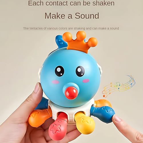 Twisoo Baby Spinning Octopus Toy � Rotating Popper Activity Fidget Sensory Toy, Montessori Interactive Press & Rattle Toy for Toddlers and Kids, Fine Motor Skill Development Toy (Green)