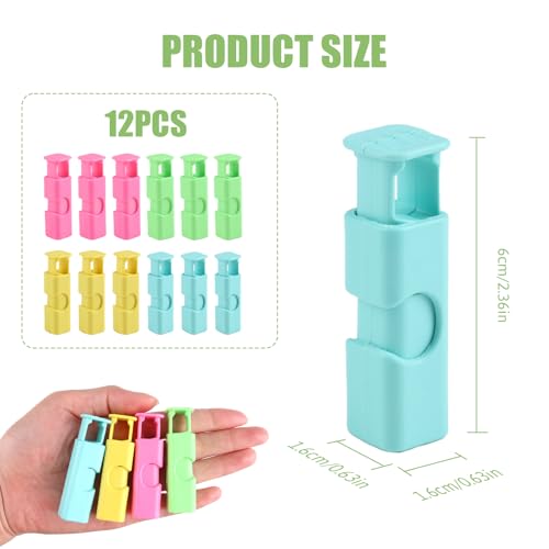 12pcs Food Bags Squeeze Clips, Push-To-Slip Non-Slip Food Bag Clips, Reusableeasy to Squeeze and Lock Spring Seal Bag Clips for Food Storage Suitable for Dried Fruit Food Sandwich Bread Storage