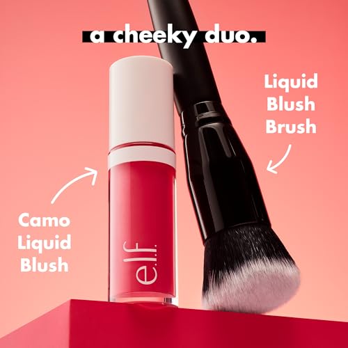 e.l.f. Camo Liquid Blush Brush, Angled Blush Brush Ideal For Applying & Blending Colours On Cheeks, Soft, Dense Bristles, Vegan & Cruelty-free